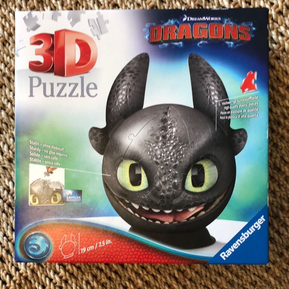 2for$20🟠Ravensburger Dragons 3D Toothless Puzzle - Black